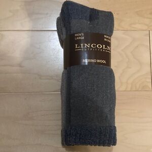 Lincoln Outfitters 2 Pairs Men's Merino Wool Socks Size Large